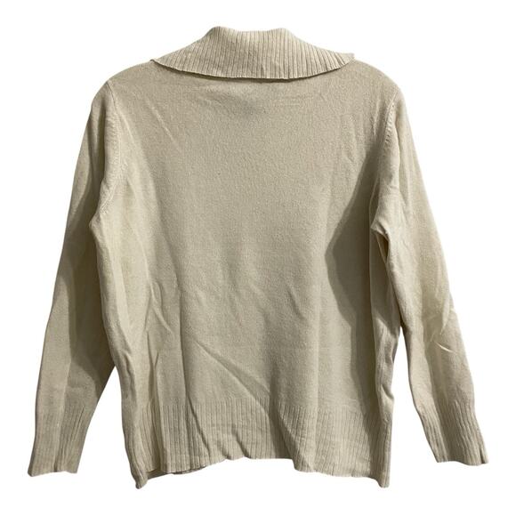 Preston York Sweater Womens Large Ivory Cowl Neck Turtleneck Retro Classic - Picture 2 of 6